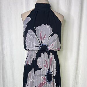 Betsy Adam Sleeveless Bold Floral Print Maxi Dress with Pleated Skirt Size 10P